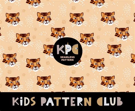 Tiger faces seamless repeat pattern kids fabric design | Etsy