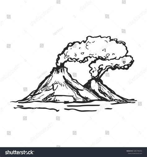 Volcanoes Erupt Smoke Mountains Sketch Drawing Stock Vector (Royalty Free) 1685708203 | Shutterstock