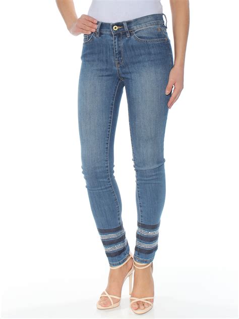 Tommy Hilfiger - TOMMY HILFIGER Womens Blue Embellished Straight leg ...