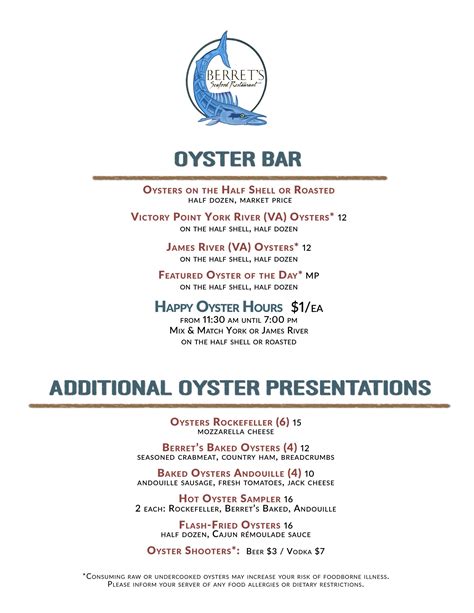 Oyster Bar - Berrets Seafood Restaurant