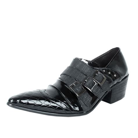 Black Italian Leather Dress Shoes for Men CW760109