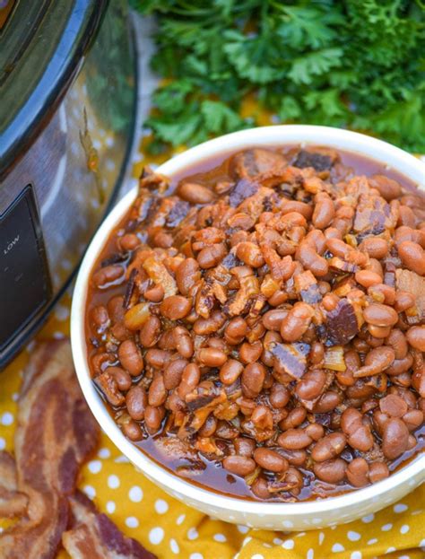 Slow Cooker Baked Beans with Bacon - 4 Sons 'R' Us