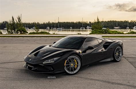 Pitch Black Ferrari F8 Tributo Looks Good With Dark Multi-Spoke Aftermarket Wheels | Carscoops