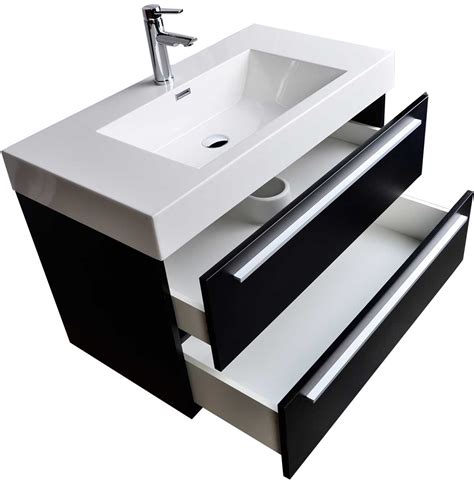 Wall-Mount Contemporary Bathroom Vanity Black TN-T1000-BK | Conceptbaths.com