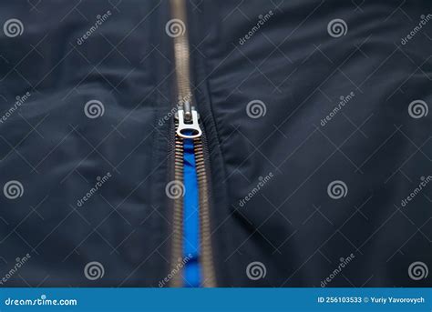 Jacket Zipper. Metal Zip Fastened Stock Image - Image of detail ...