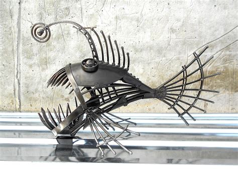 Art Metal sculpture Angler fish. Steampunk predatory fish | Etsy