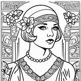 1920s Flapper Girl Coloring Page 54063 42770 sketch template