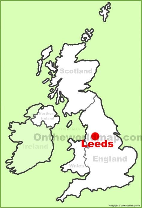 Leeds location on the UK Map - Ontheworldmap.com