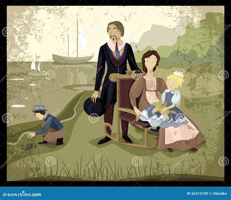 Vintage family portrait stock vector. Illustration of painting - 26315190