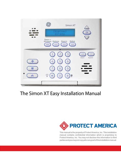 PROTECT AMERICA SIMON XT INSTALLATION MANUAL Pdf Download | ManualsLib