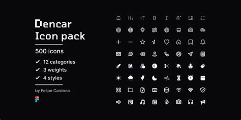 Dencar Icon Pack - 500 FREE icons | Figma Community