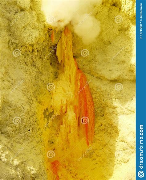 View on the Crater of the Ijen Volcano in Indonesia, a Sulfur Mine and Toxic Gaz Stock Image ...