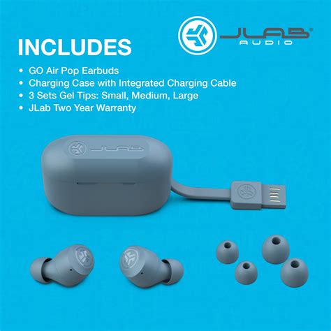 Buy JLab Go Air Pop True Wireless Bluetooth Earbuds + Charging Case | Slate | Dual Connect ...