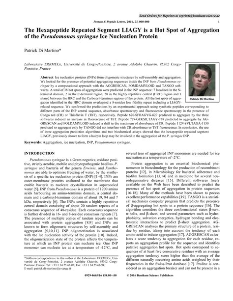 (PDF) The Hexapeptide Repeated Segment LIAGY is a Hot Spot of Aggregation of the Pseudomonas ...