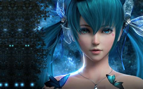 Blue Hair Anime Girl - Cave Wallpapers