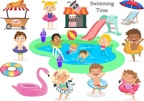 Kids Swimming Clipart Kids Pool Party Clip Art Cute - Etsy