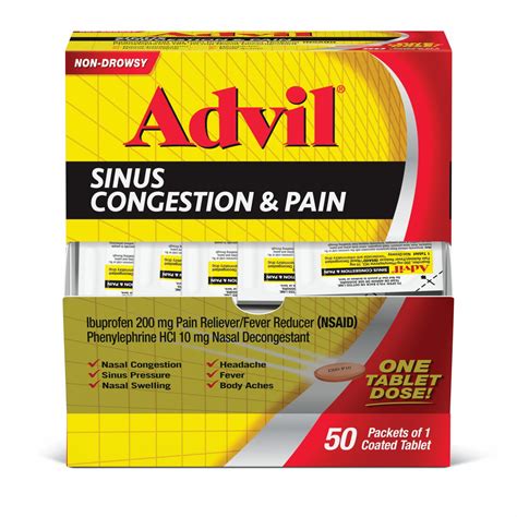 Buy Advil Sinus Congestion and Pain, Sinus Medicine, Pain Reliever and Fever Reducer With ...