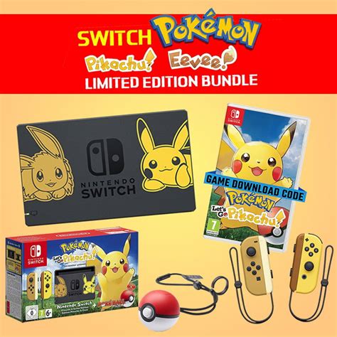 Nintendo Switch Pikachu & Eevee Edition with Pokémon: Let’s Go, Pikachu ...