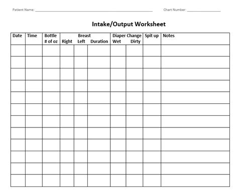 Urine Input And Output Chart