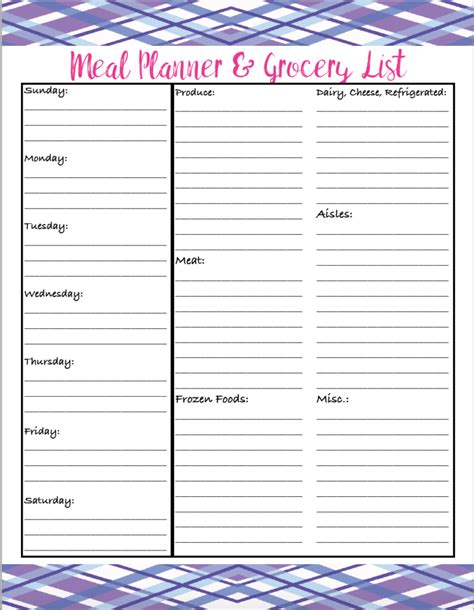 Menu & Grocery Printables