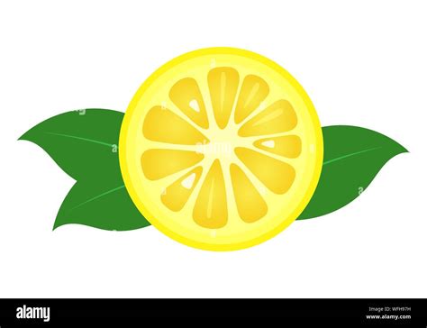 Lemon fruit slice closeup icon, round piece of lemon. Logo design, flat vector illustration ...