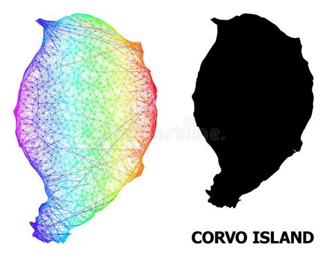 Hatched Map of Corvo Island with Spectral Gradient Stock Vector - Illustration of land ...