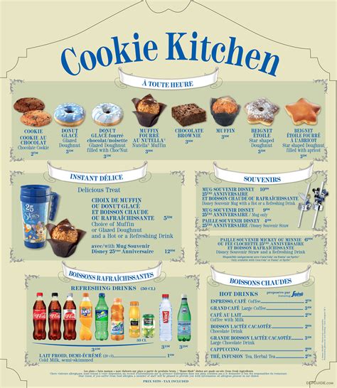 Cookie Kitchen menu — DLP Guide • Disneyland Paris Restaurants, Dining ...