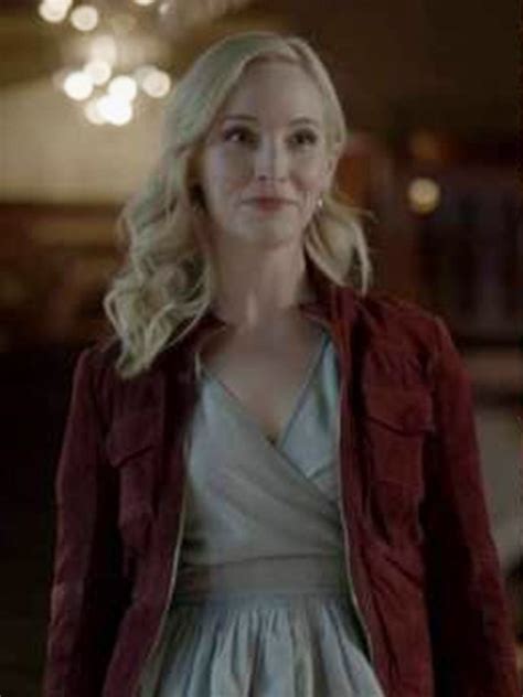 Legacies Season 4 Caroline Forbes Red Suede Jacket | Hit Jacket