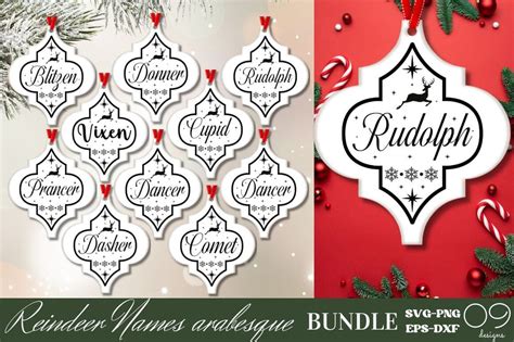 Reindeer Christmas Ornament SVG Bundle - So Fontsy