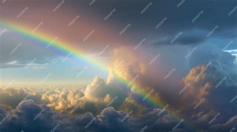 Premium AI Image | Rainbow in the clouds with clouds and sky background