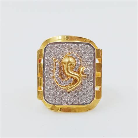 MENS GOD FIGURE GOLD RING WITH STONE - Rkjewellers