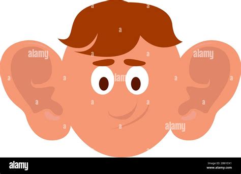 Boy with big ears, illustration, vector on white background Stock ...