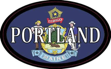 4in x 2.5in Oval Maine Flag Portland Sticker