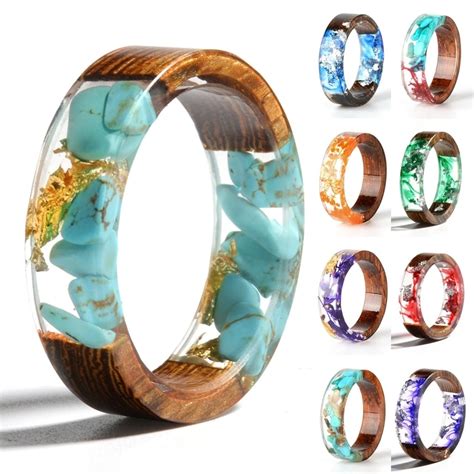 Azure Falls Wooden Resin Epoxy Rings Secret Wood Resin Rings Jewelry Wedding Rings | Anel de ...