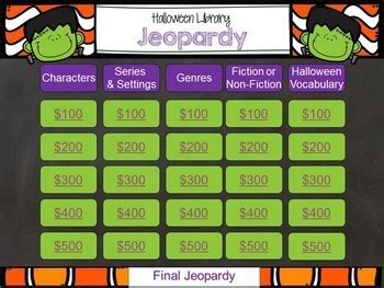 Halloween Library Jeopardy by Molly's Media Center Magic and More