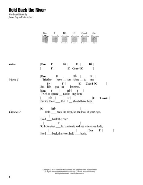 Hold Back The River by James Bay Sheet Music for Guitar Chords/Lyrics ...