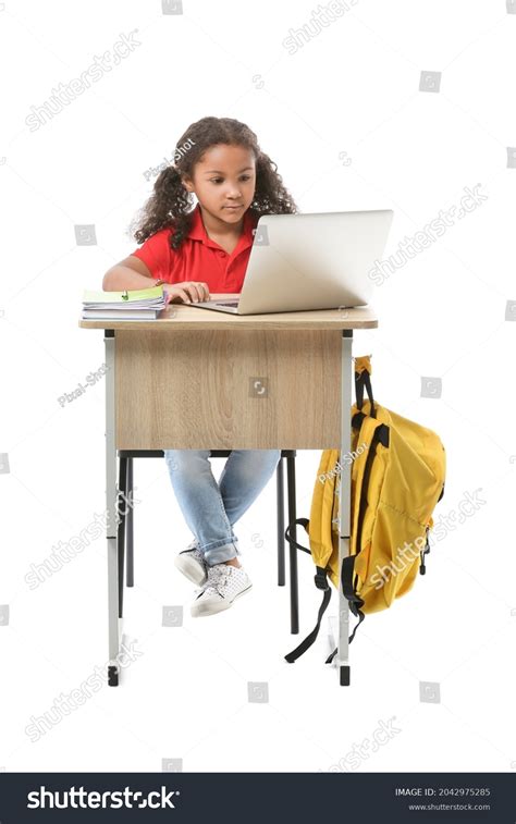 Africanamerican Schoolgirl Laptop Sitting School Desk Stock Photo 2042975285 | Shutterstock