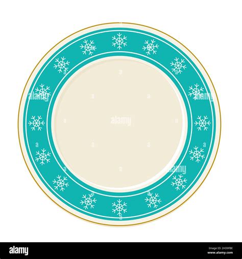 Empty blue with snowflakes vector plate in cartoon style top view ...