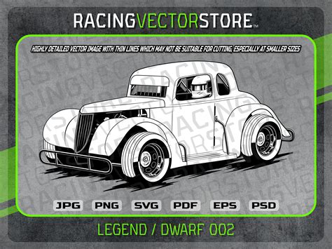 Legend / Dwarf Race Car Highly Detailed Vector Image in .svg .ai .pdf ...