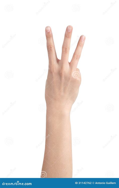 Woman Hand Showing Three Fingers Stock Photo - Image of back, communication: 31142762