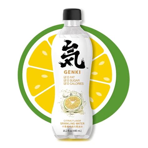 GENKI FOREST Flavored Sparkling Water, Citrus, 16.2 fl oz Bottles (pack ...