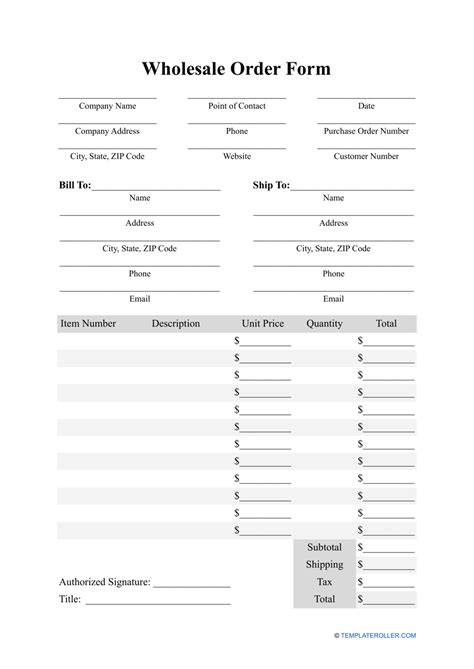 Wholesale Order Form Template - Fill Out, Sign Online and Download PDF ...