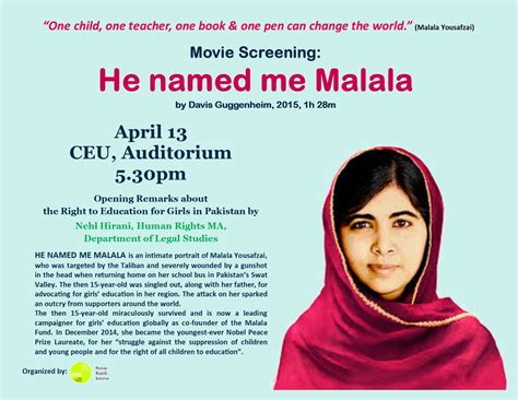 He named me Malala | Central European University