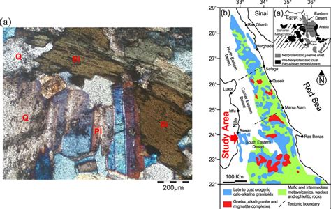 (a) Photomicrograph of granodiorite texture at room temperature. (b) A... | Download Scientific ...