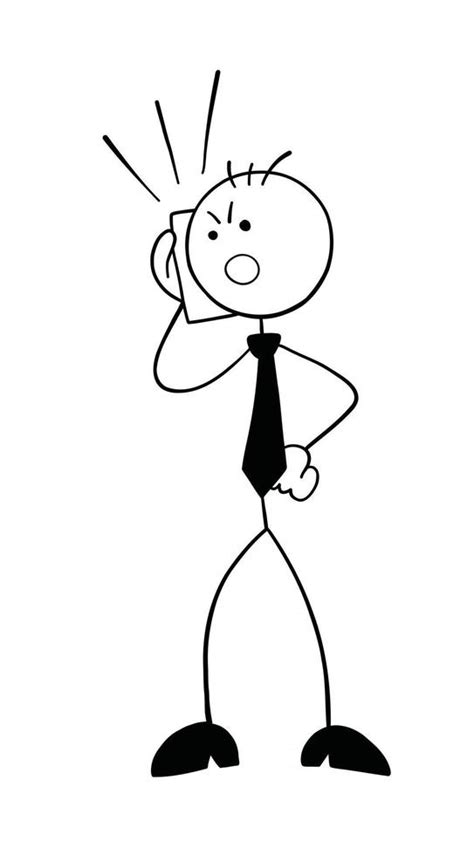 Stickman Businessman Character Angry and Talking On the Phone Vector Cartoon Illustration ...