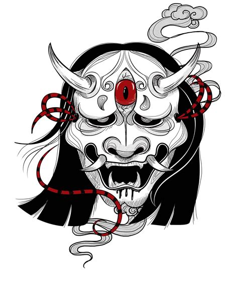 Hannya mask on Behance | Японские татуировки дракона, Хипстерские ...