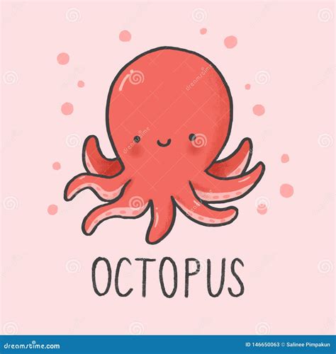 Cute Octopus Cartoon Hand Drawn Style Stock Illustration - Illustration of children, draw: 146650063