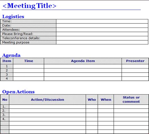 Free meeting minutes template