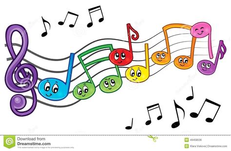 colorful music notes with smiley faces on them stock photo - image 459784