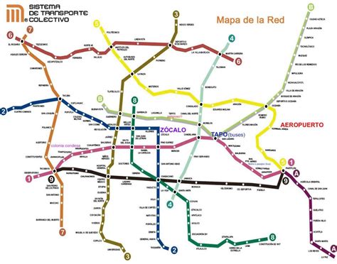 Metro df map - Mexico City train map (Mexico)